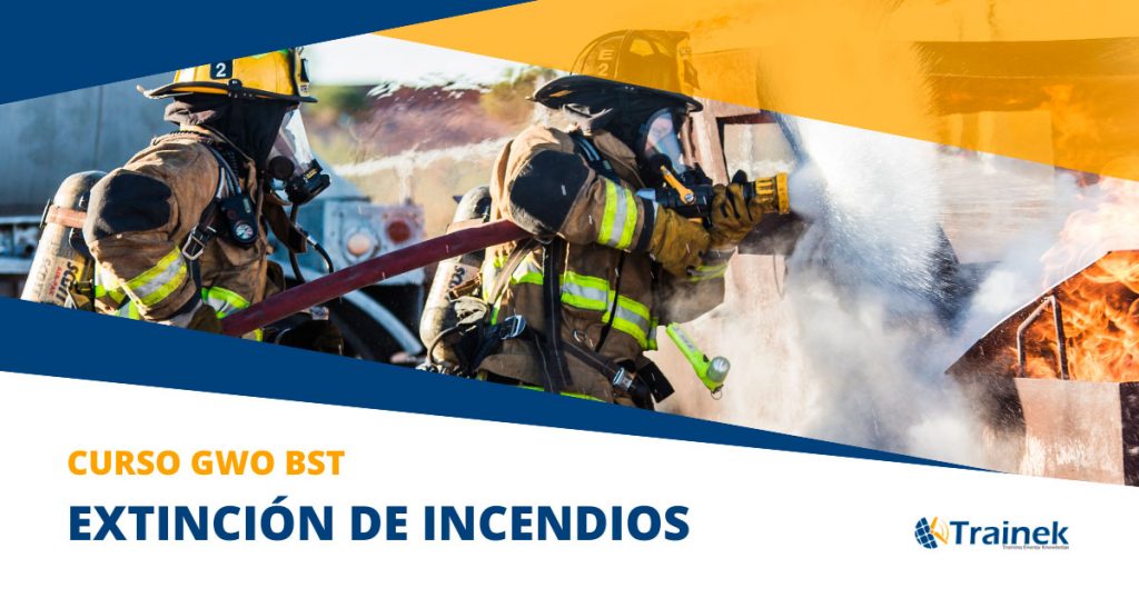 Prácticas de extinción de incendios del curso GWO BST de Trainek