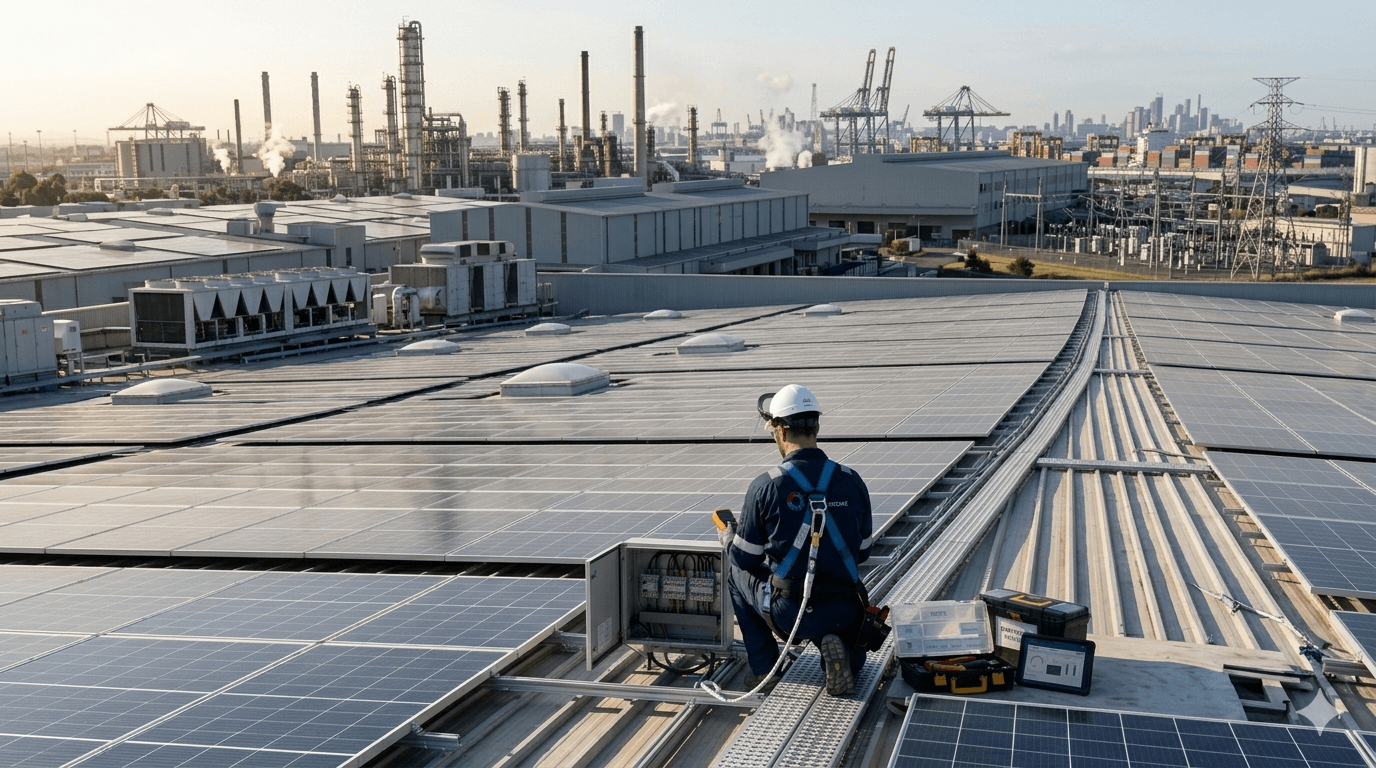 Autoconsumo industrial agroindustrial cubierta solar - Certificación SST Solar Safety Training